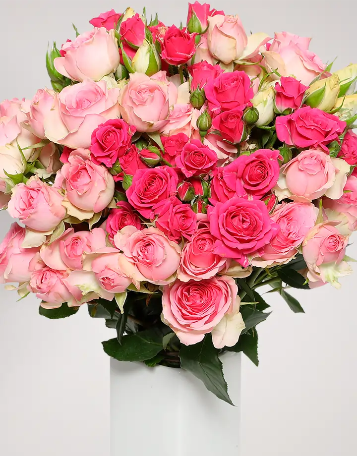 Bouquet di roselline ramificate rosa e fuxia